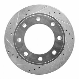 Ford F-250 Super Duty Brake Rotor (1) - Rear Left - R1 Concepts - Drilled & Slotted - Silver - `05-`12